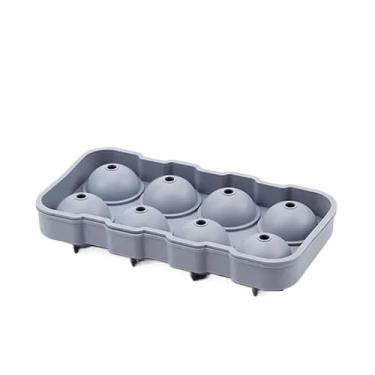 Imagem de Formas esféricas grandes 4/8 quadriculadas de uísque de gelo sem vazamento, bandejas redondas de silicone fáceis de encher e liberar ferramentas para fazer bolas de gelo (preto, médio)