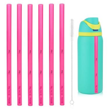 Imagem de 6 peças de substituição de canudos para Owala FreeSip 680 g 947 ml, com escova, canudos de copo de plástico macio reutilizáveis com acessórios de escala para garrafa de água de aço inoxidável