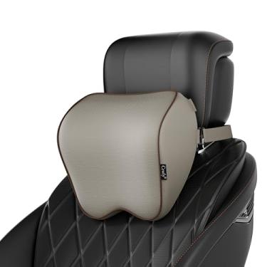 Imagem de Crofy Pacote com 2 almofadas de pescoço de carro, almofada macia para dirigir com alça ajustável, 100% espuma viscoelástica e capa removível respirável, design ergonômico confortável (cinza)