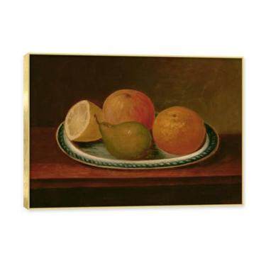 Imagem de NHLDZYH Moldura dourada. Tela de frutas botânica vintage, impressão de estilo de pintura a óleo vintage, decoração de jantar de fazenda country, pronta para pendurar. B27. 60 x 84 cm