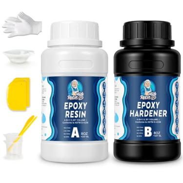 Imagem de UncleResin Kit de resina epóxi de 473 ml – proporção de 1:1, autonivelante, resina cristalina com acabamento antiamarelamento e sem bolhas para projetos de arte, porta-copos, joias e artesanato DIY
