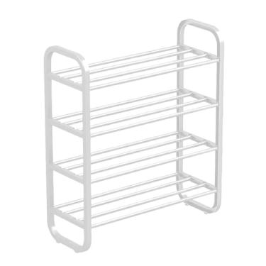 Imagem de Prateleira de armazenamento de sapatos, porta-sapatos independente | Rack organizador de sapatos autônomo de 4 camadas - Armazenamento de sapateiras para quarto, banheiro, porta, dormitório e hotel