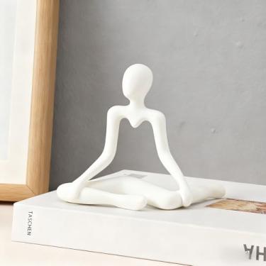 Imagem de Estátua de pensador abstrato, estátua de escultura abstrata minimalista branca, decoração de arte moderna para decoração de mesa de escritório em casa (estilo branco B)