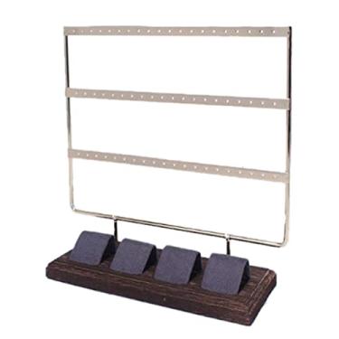 Imagem de Torre organizadora de joias de madeira de 3 camadas - Suporte elegante e suporte de exibição de pulseira com detalhes de juta para brincos, colares e pulseiras elegantes - Solução ideal de