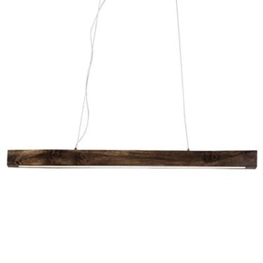Imagem de Luminária pendente LED vintage de madeira, estilo retrô industrial, para mesa de jantar, com intensidade ajustável e controle remoto, lustre para sala de estar e quarto.