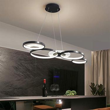 Imagem de Luminária pendente LED para mesa de jantar, com intensidade regulável, design de 4 lâmpadas em formato de chama e controle remoto. Luminária pendente moderna com altura ajustável para escrit