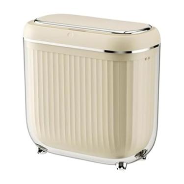 Imagem de KHUTRW3D Caixote do lixo de cozinha, lixeira de banheiro com tampa, 3,7 galões automático, plástico fino inteligente com balde interno para quarto, sala de estar, lata de lixo de espaço estreito