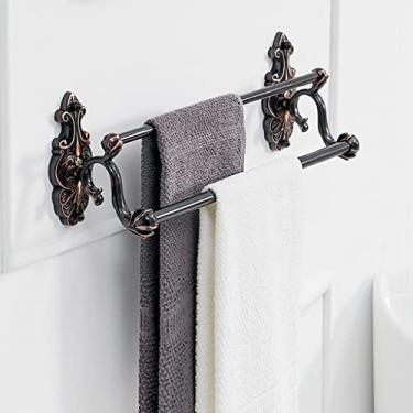 Imagem de Barra de toalha de banho, suportes de toalha de banho, prateleiras de parede de latão preto, cabides de toalha de estilo europeu de luxo, acessórios de banheiro suporte de toalha (cor: B, tamanho: 60