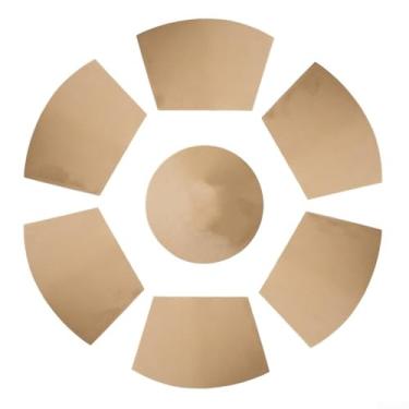 Imagem de Conjunto de 7 peças de cunha de PVC e jogo americano redondo, tapetes de mesa de jantar antiderrapantes resistentes ao calor para cozinha, restaurante, escritório, fácil de limpar e armazenar, cinza