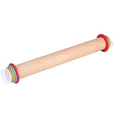 Imagem de Naroote Rolo de Massa de Madeira Com Alça Confortável para Assar, Faia + Pp, 16,9x1,8 pol., para Casa/padaria (rolo 43cm)