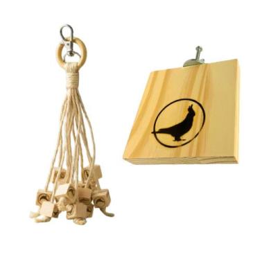 Imagem de Kit Brinquedo Para Calopsita Bicar E Brincar E Plataforma Madeira - Ca