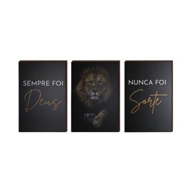 Imagem de Kit 3 Quadros Decorativos Nunca Foi Sorte Sempre Foi Deus