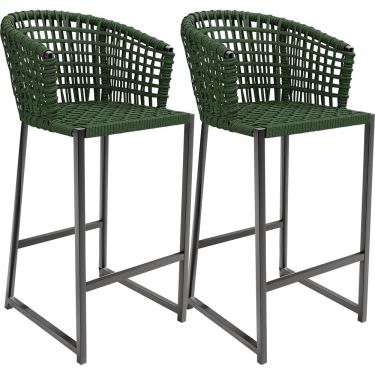 Imagem de Kit 02 Banqueta Para Área Gourmet Cozinha Varanda Corda Náutica Porto D04 Verde - Lyam Decor