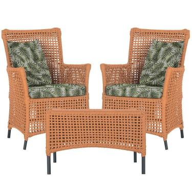 Imagem de 2 Poltronas 1 Mesa Igapó Em Alumínio Preta Corda Náutica E5 Terra Cota