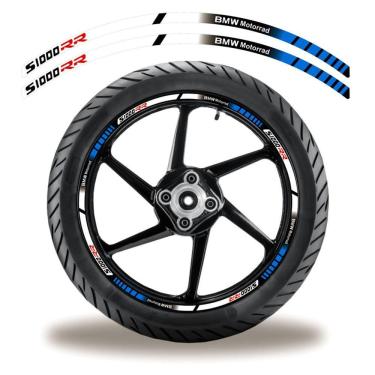 Imagem de Friso De Roda Adesivo Refletivo Bmw S1000R Branco Vermelho E Preto Azul