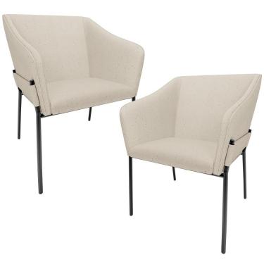 Imagem de Kit 2 Cadeiras Para Sala De Jantar Estar Living Olívia L02 Linho Bege - Lyam Decor