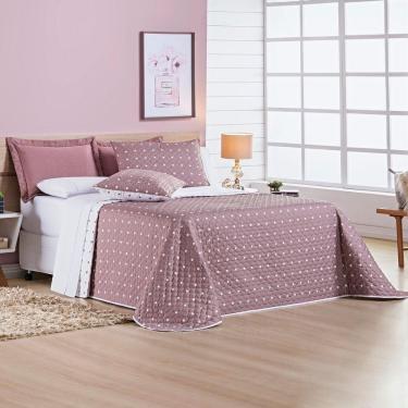Imagem de Cobre Leito 200 Fios Petit Poá Casal Padrão 03 Peças - Rose
