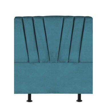 Imagem de Cabeceira Estofada Bélgica 100cm Solteiro Para Cama Colchão Box Quarto Suede Azul Turquesa - Aurora Line