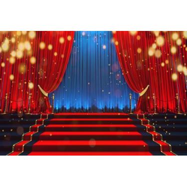 Imagem de Painel de Tecido Sublimado Cinema Cortina Azul e Vermelha Brilhante - 