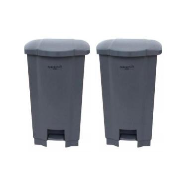 Imagem de Kit 2 Lixeira C/ Pedal 100 Litros Resistente Cinza - Perfect - PITAIEX