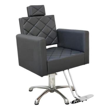 Imagem de Cadeira Confort Luxo Fixa Hidráulica para salão Cor Preto Acetinado - 