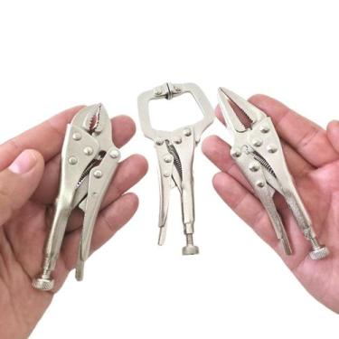 Imagem de Jogo Mini Alicate Pressão Para Solda 4 Polegadas Kit Com 3 Peças Multi