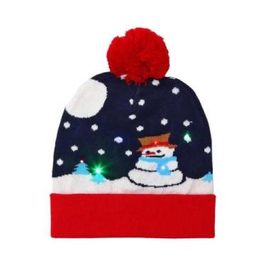 Imagem de Gorro De Natal Unissex Com LED, Gorro De Malha Iluminado Com LEDs Colo