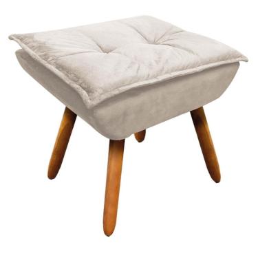 Imagem de Puff Decorativo Sala De Estar Pés Palito Opla Suede Bege - Ibiza