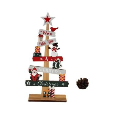 Imagem de Enfeite De Natal De Madeira: Papai Noel, Boneco De Neve, Feliz Natal, 