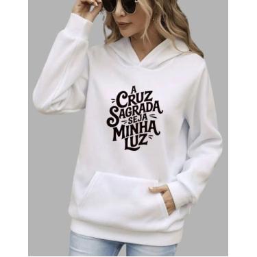 Imagem de Moletom Feminino Blusa De Frio A Cruz Sagrada Seja Minha Luz - NM KIds