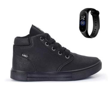 Imagem de Tenis Botinha Infantil Meninos Casual Cano Alto Confortavel + Relogio-Masculino