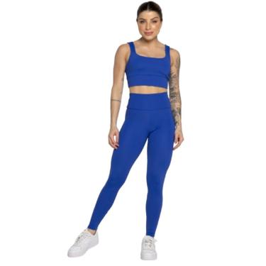 Imagem de Conjunto Top Alça Grossa e Calça Legging Smart Serra e Mar Alta Compressão Moda Fitness...