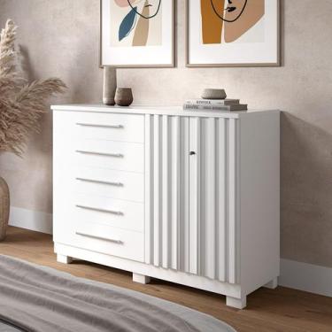 Imagem de Cômoda 2 Portas 5 Gavetas com Sapateira MDF 136cm Gérbera Espresso Móv