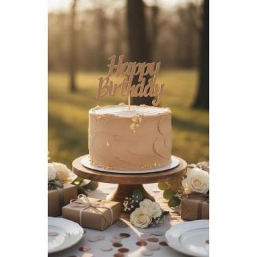 Imagem de Letreiro Happy Birthday MDF 45x30cm - Decoração Festa - Congratulation