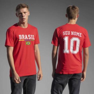Imagem de Camisa Brasil Personalizada Com Nome + Numero Algodao Copa Hexa Seleca