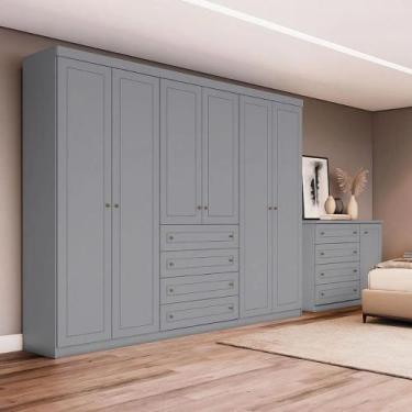 Imagem de Conjunto Quarto Americana 2 Peças 7 Portas 8 Gavetas Guarda Roupa + Cô