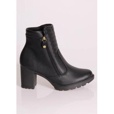Imagem de Bota Moleca Feminina Cano Curto Salto Cor:PretoTamanho:36, Preto, 36