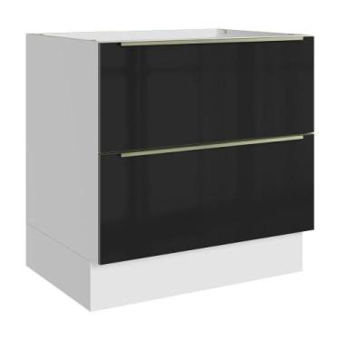Imagem de Balcão De Cozinha 80 Cm 2 Gavetas (sem Tampo) Branco/preto Lux Madesa 
