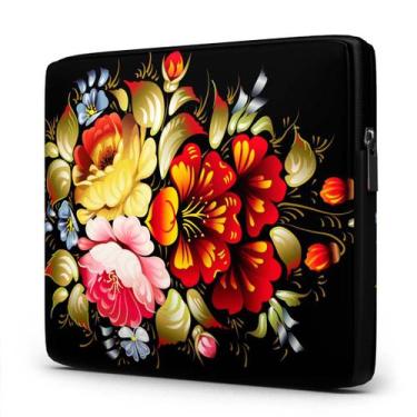 Imagem de Capa para Notebook Floral 15 Polegadas Com Bolso - Isoprene, Preto