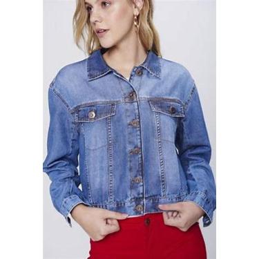 Imagem de Jaqueta jeans azul escuro com bolso e botão  - mar