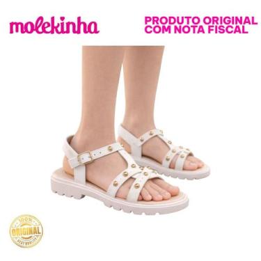 Imagem de Sandália Infantil Molekinha Off White Tachas Douradas, Branco off, 31