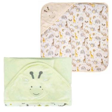 Imagem de Toalha Plush Com Capuz De Canto Bordado E Forro Fralda 68 x 68cm Baby 