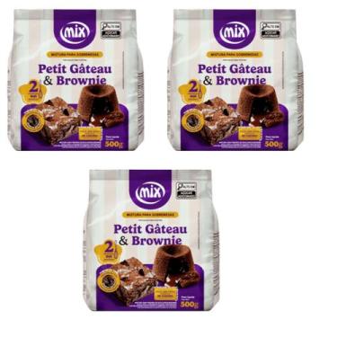 Imagem de Mistura Brownie e Petit Gateau Kit 3 Pacotes Sobremesa Chocolate Mix