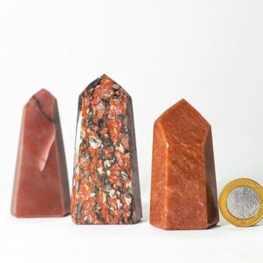 Imagem de Kit de Pedras Lapidadas Vermelhas - Ponta Natural - 03 Unidades - Cris