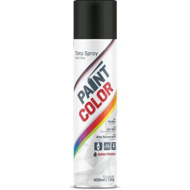 Imagem de Tinta Spray Paintcolor 400ML Preto Fosco Alta Cobertura Secagem Rápida Baston