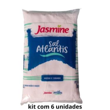 Imagem de Sal Marinho Moído Jasmine Atlantis Pacote 1kg kit 6 un