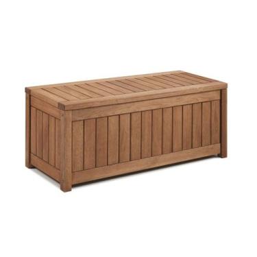 Imagem de Banco Baú 100cm Combine Bege/Stain Jatobá - Casa e Jardim Móveis