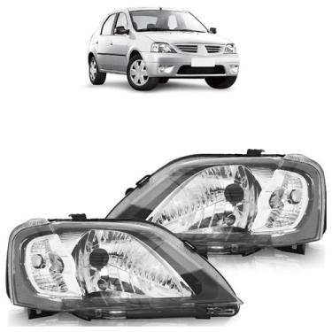 Imagem de Farol Dianteiro Logan 2007 2008 2009 2010 Máscara Cinza - Automotive I