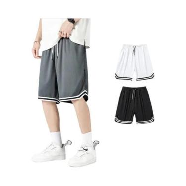 Imagem de Bermudas Masculinas Casuais De Verão Para Basquete, Soltas, Em Malha F