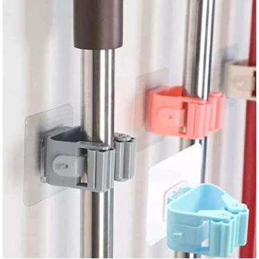 Imagem de Suporte Parede Pendurar Vassoura Rodo Pá Adesivo Suporta 3kg